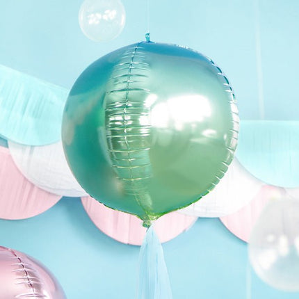 Helium Ballon Rond Blauw Groen Leeg 35cm van Partydeco koop je bij Partywinkel