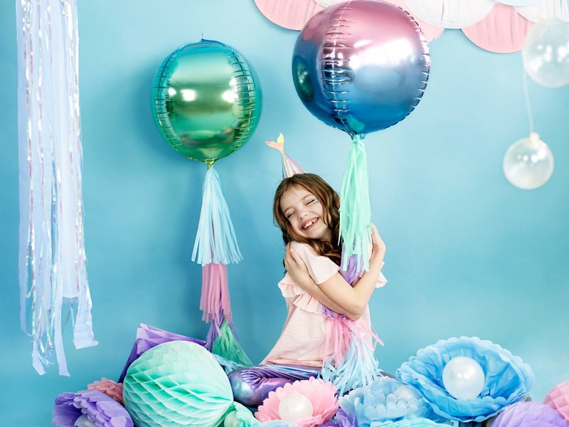 Helium Ballon Rond Blauw Groen Leeg 35cm van Partydeco koop je bij Partywinkel