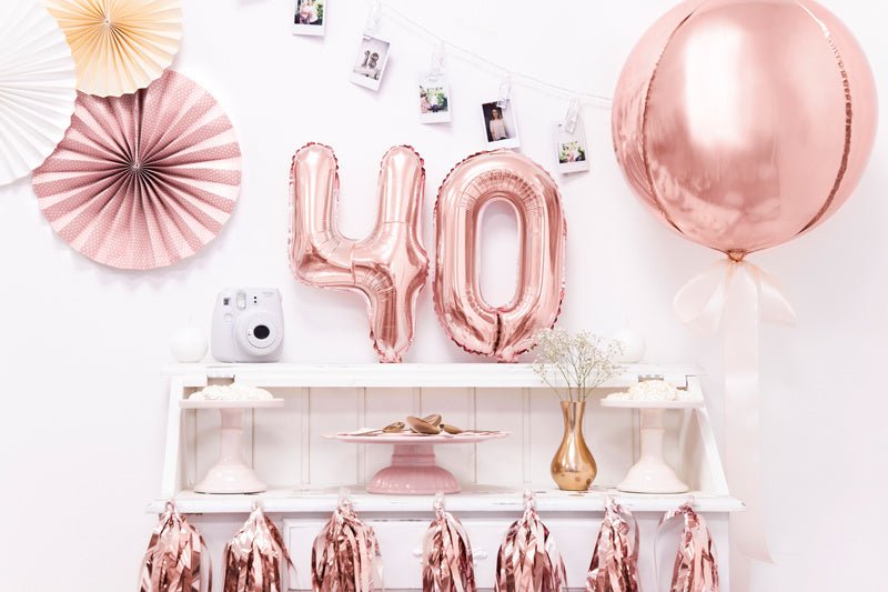 Helium Ballon Rond Rose Goud Leeg 40cm van Partydeco koop je bij Partywinkel