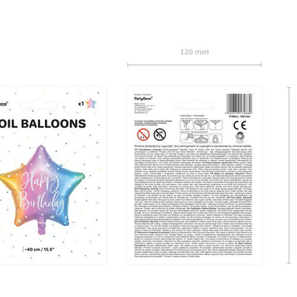 Helium Ballon Ster Happy Birthday Leeg 40cm van Partydeco koop je bij Partywinkel