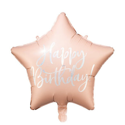 Helium Ballon Ster Happy Birthday Lichtroze Leeg 40cm van Partydeco koop je bij Partywinkel