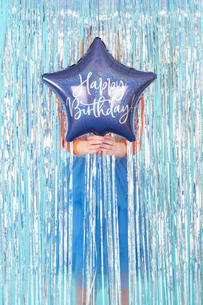 Helium Ballon Ster Happy Birthday Navy Blue Leeg 40cm van Partydeco koop je bij Partywinkel