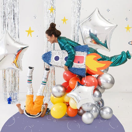 Helium Ballon Ster Zilver Leeg 70cm van Partydeco koop je bij Partywinkel