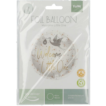 Helium Ballon Welcome Little One Ooievaar Leeg 45cm van Folat koop je bij Partywinkel