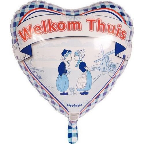 Helium Ballon Welkom Thuis Delfts Blauw 45cm leeg van Folat koop je bij Partywinkel