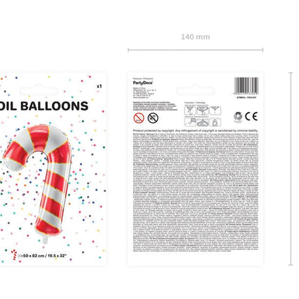 Helium Ballon Zuurstok Rood Leeg 82cm van Partydeco koop je bij Partywinkel