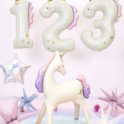 Heliumballon 2 jaar Unicorn, 93cm, mix van Partydeco koop je bij Partywinkel