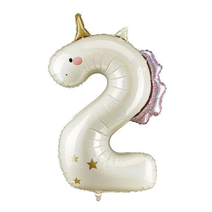 Heliumballon 2 jaar Unicorn, 93cm, mix van Partydeco koop je bij Partywinkel