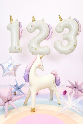 Heliumballon 3 jaar Unicorn, 93cm, mix van Partydeco koop je bij Partywinkel