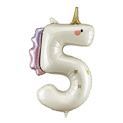 Heliumballon 5 Unicorn, 93cm, mix van Partydeco koop je bij Partywinkel