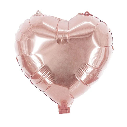 Hjerteformet heliumballon i rosaguld, blank, tom, 45 cm