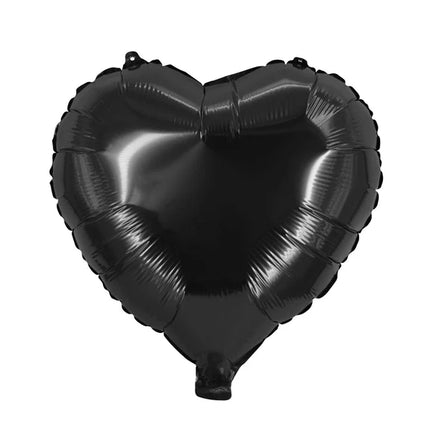 Hjerteformet heliumballon, sort, tom, 45 cm