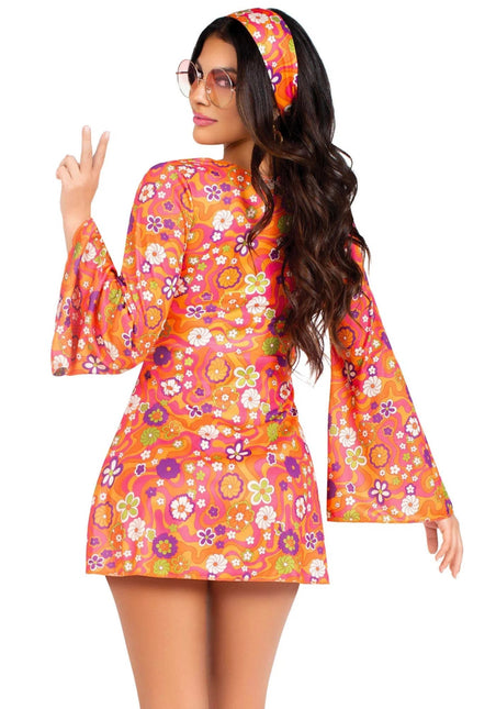 Hippie 60S Jurk Dames Bloemen Leg Avenue van Leg Avenue koop je bij Partywinkel