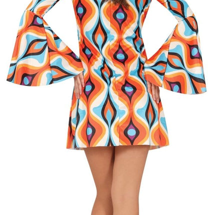 Hippie 60S Kostuum Blauw Oranje Dames van Fiestas Guirca koop je bij Partywinkel