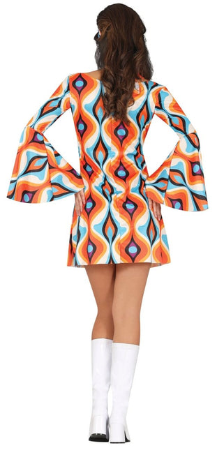 Hippie 60S Kostuum Blauw Oranje Dames van Fiestas Guirca koop je bij Partywinkel