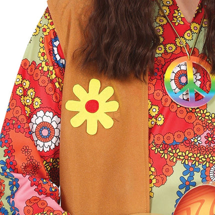 Hippie 60S Kostuum Gekleurd Heren Met Bruin Vest van Fiestas Guirca koop je bij Partywinkel