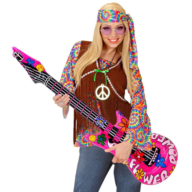 Hippie 60S Nep Gitaar Opblaasbaar 1,05m van Widmann koop je bij Partywinkel