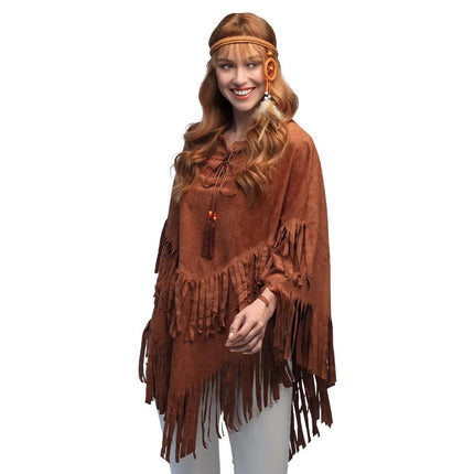 Hippie 60S Poncho Bruin van Boland koop je bij Partywinkel