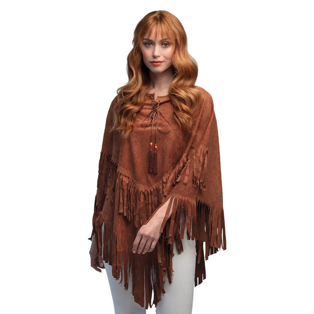 Hippie 60S Poncho Bruin van Boland koop je bij Partywinkel