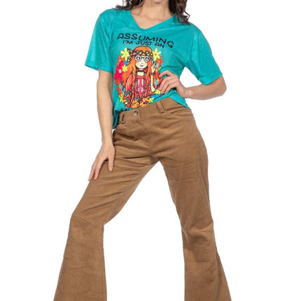 Hippie 60S Shirt Blauw Dames van Wilbers & Wilbers koop je bij Partywinkel