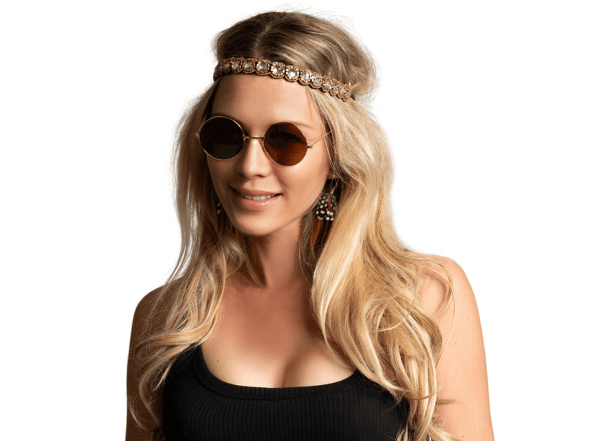 Hippie 60S Verkleedset Bruin 3 delig van Partychimp koop je bij Partywinkel