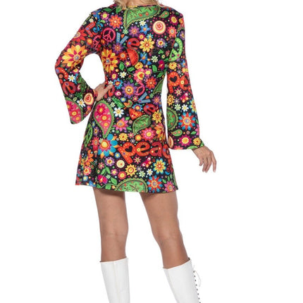 Hippie jurkje zwart peace van Wilbers & Wilbers koop je bij Partywinkel