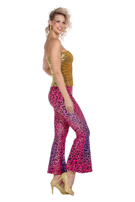 Hippie 60S Broek Paars Roze Dames Glitter van Wilbers & Wilbers koop je bij Partywinkel
