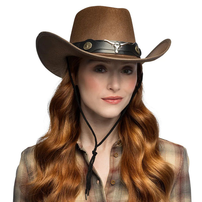 Hoed cowboy Wyatt bruin van Boland koop je bij Partywinkel