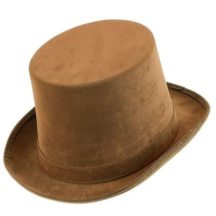 HOGE HOED VINTAGE SUEDE BRUIN 15 CM van Widmann koop je bij Partywinkel