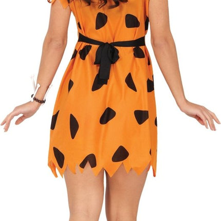 Holbewoner Jurk Zwart Oranje Dames van Fiestas Guirca koop je bij Partywinkel