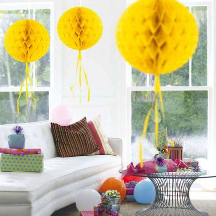 Honeycomb Bal Geel Franje 30cm van Folat koop je bij Partywinkel