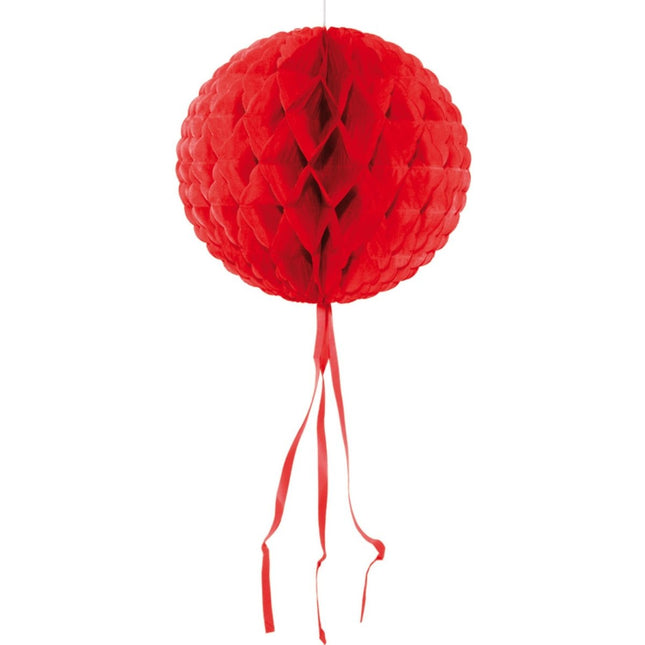 Honeycomb Bal Rood Franje 30cm van Folat koop je bij Partywinkel