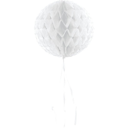 Honeycomb Bal Wit Franje 30cm van Folat koop je bij Partywinkel