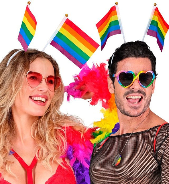 Hoofdband regenboog vlaggen van Widmann koop je bij Partywinkel