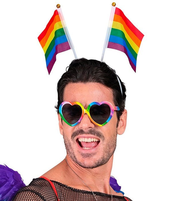 Hoofdband regenboog vlaggen van Widmann koop je bij Partywinkel