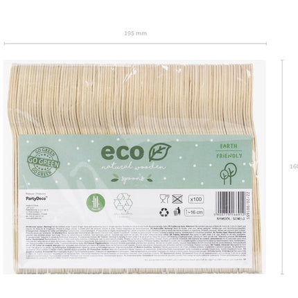 Houten Lepels 16cm 100st van Partydeco koop je bij Partywinkel