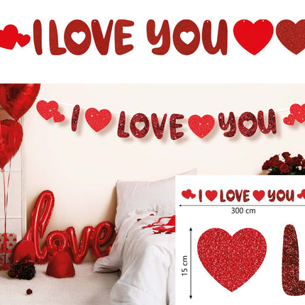 I love you slinger 300 cm van Fiestas Guirca koop je bij Partywinkel