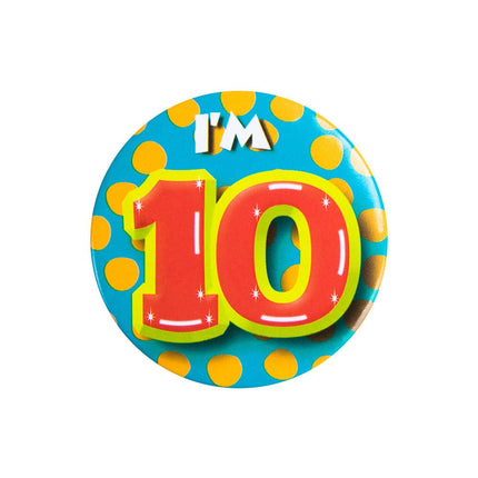 I'm 10 Button 10 Jaar 5,5cm van Paper Dreams koop je bij Partywinkel