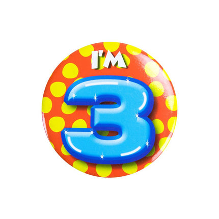 I'm 3 Button 3 Jaar 5,5cm van Paper Dreams koop je bij Partywinkel