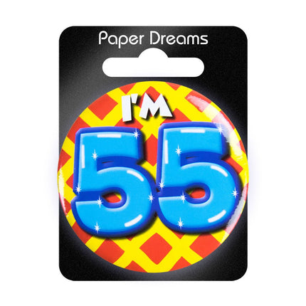 I'm 55 Button 55 Jaar 5,5cm van Paper Dreams koop je bij Partywinkel