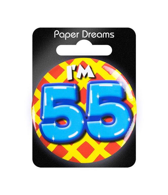 I'm 55 Button 55 Jaar 5,5cm van Paper Dreams koop je bij Partywinkel