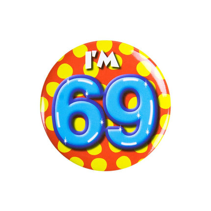 I'm 69 Button 69 Jaar 5,5cm van Paper Dreams koop je bij Partywinkel