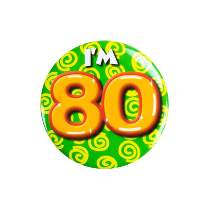 I'm 80 Button 80 Jaar 5,5cm van Paper Dreams koop je bij Partywinkel