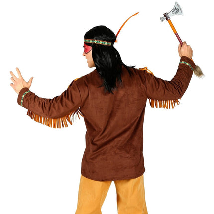 Indianen Shirt Heren Met Veer Haarband van Widmann koop je bij Partywinkel