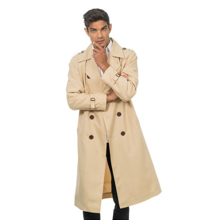 Beige trenchcoat til mænd i detektivstil