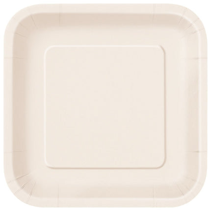 Ivoorkleur Borden Vierkant 17,5cm 16st van Unique koop je bij Partywinkel