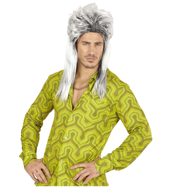 Jaren 80 Pruik Aso Lang Grijs van Widmann koop je bij Partywinkel