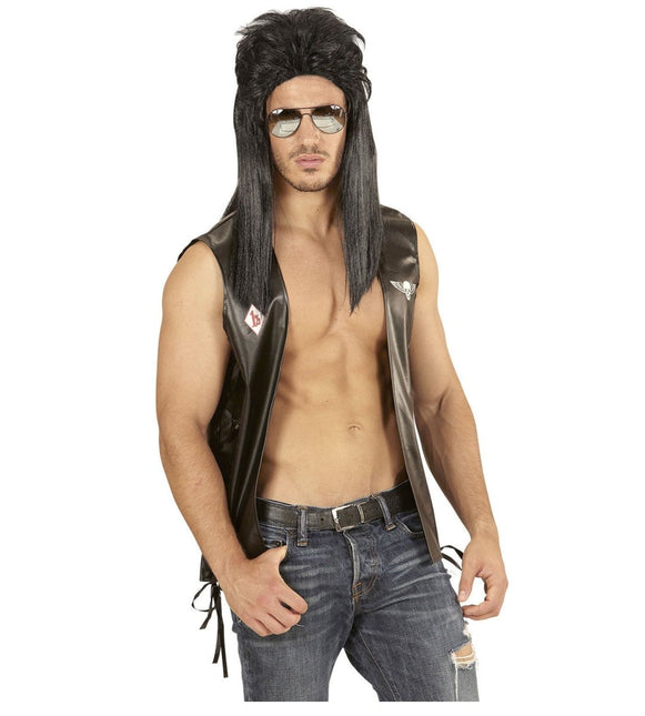 Jaren 80 Pruik Aso Lang Zwart van Widmann koop je bij Partywinkel