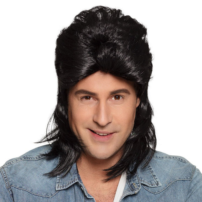 Jaren 80 Pruik Aso Zwart van Boland koop je bij Partywinkel