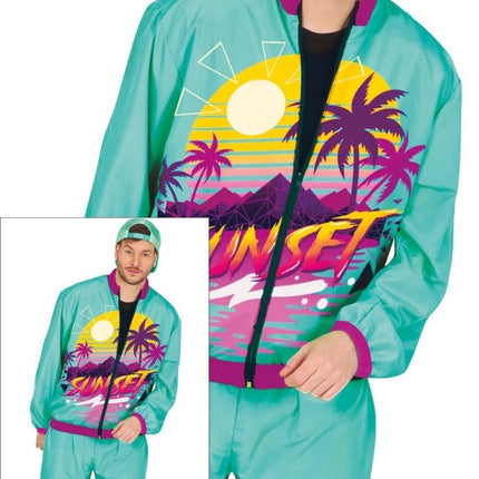 Jaren 90 Trainingspak Fout Turquoise Heren van Fiestas Guirca koop je bij Partywinkel